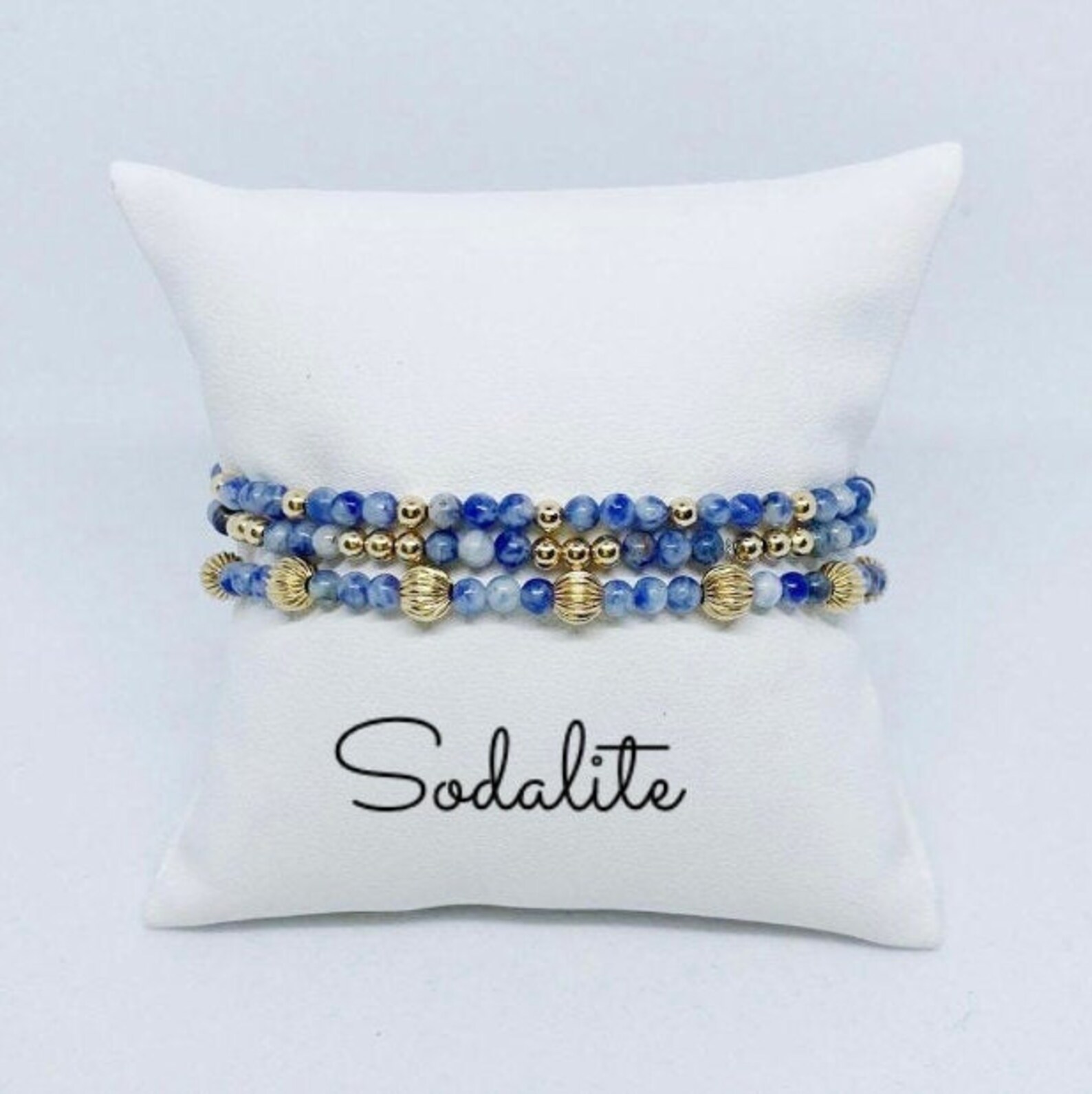 Set 3 Bracelets14k Gold Filled Balls With Gemstone Gold Etsy