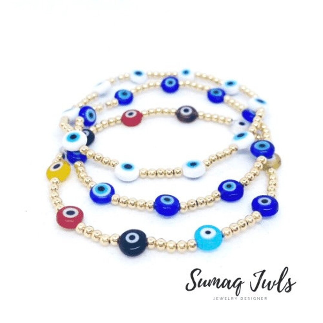 Evil Eyes Bracelets 14k Gold Filled Gold Braceletsbeads Etsy
