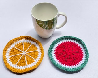 Crochet Coaster Set: Lemon & Watermelon, Home Decor