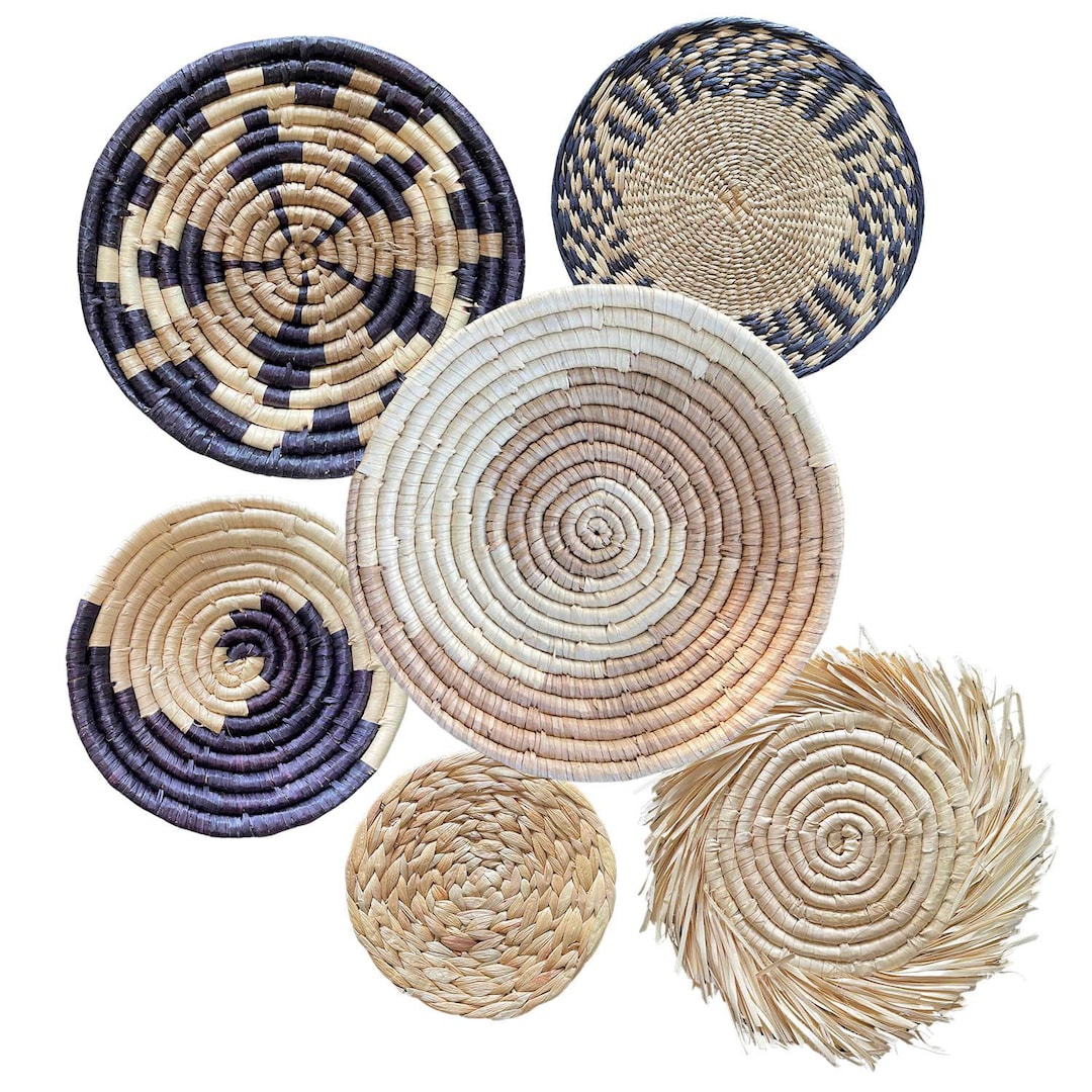 Boho Wicker Basket Wall Decor Set: Rustic Woven Hangings - Etsy