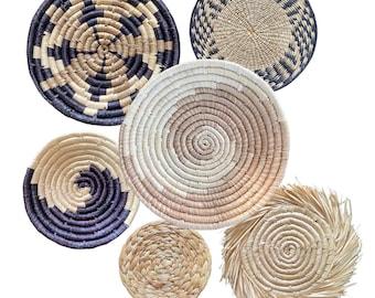 Boho Wicker Basket Wall Decor Set: Rustic Woven Hangings
