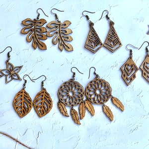 Wood Earrings| Hypoallergenic Earrings | Wood Dangle Earrings | Wooden Boho Earrings | Wood Statement Earrings