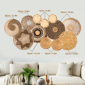 Set of 12 Boho Wicker Basket Wall Decor Set: Rustic Woven Hangings - Etsy