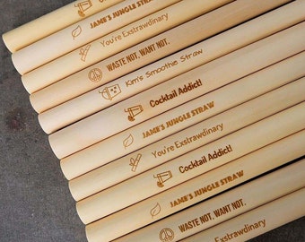 Personalized Bamboo Straws, Lazer Engraved, Eco Friendly Gift