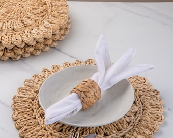 Round Corn Husk Placemats: Boho Farmhouse Table Decor