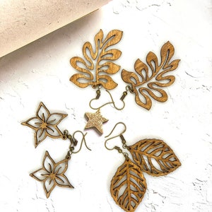 Laser cut wooden earrings| Wood Teardrop Earrings | Wooden Statement Earrings | Wood Hoop Earrings | Trendy Earrings