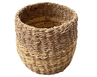 Handwoven Seagrass Basket, Small Boho Storage Bin