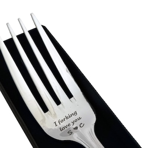 Funny personalised fork, "I forking Love you", ideal gift for boyfriend, girlfriend, husband or wife.