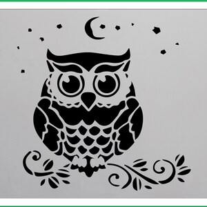 OWL - ACTUAL SIZE print mylar Stencil 190 micron Mylar A4 A3 A2 A1 A0