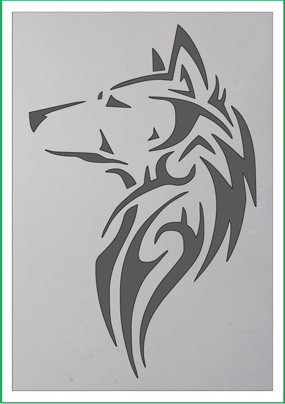 Rouleau de papier peint Zentangle stylisé tête de loup dessiné à la main 