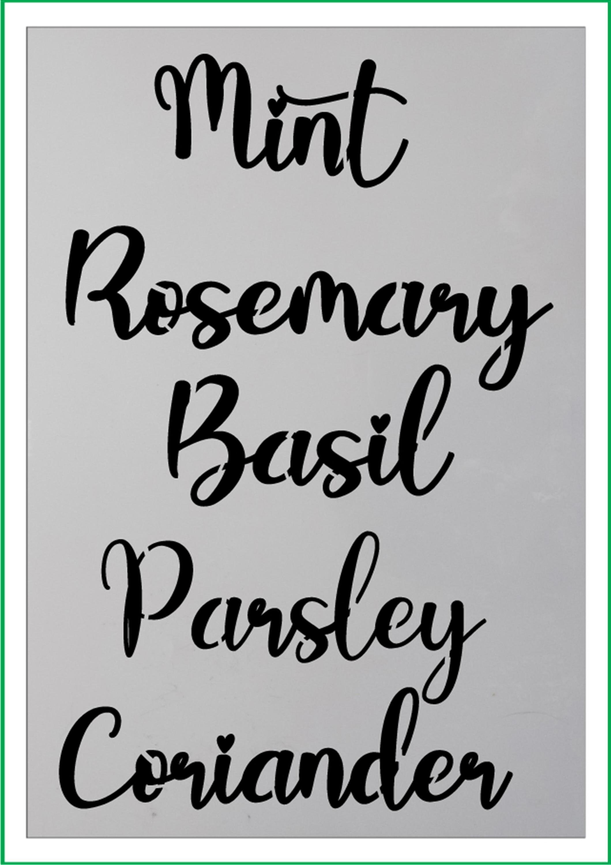 herbs stencil in bentos font print mylar stencil 190