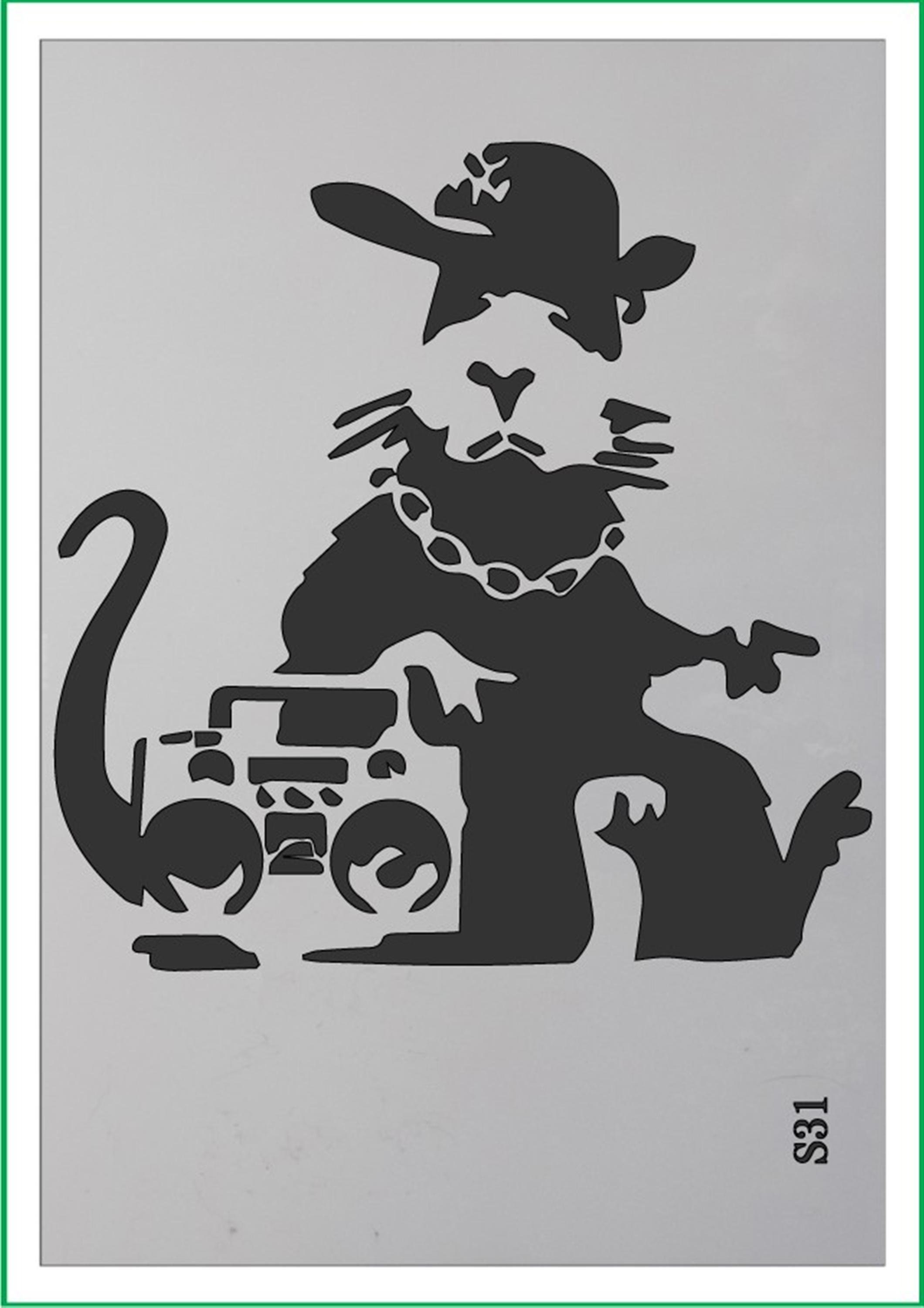 BANKSY HIPSTER RAT Print Mylar Stencil 190 Micron Mylar A4 A3 - Etsy
