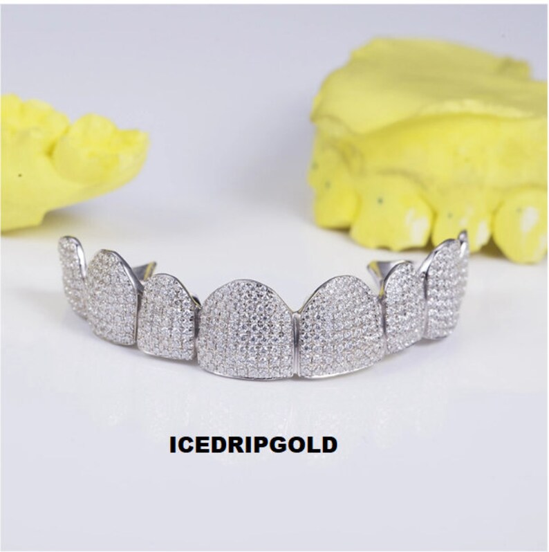 Moissanite Grillz, 4 Top & 4 Botton Moissanite Grills, Custom Made Full