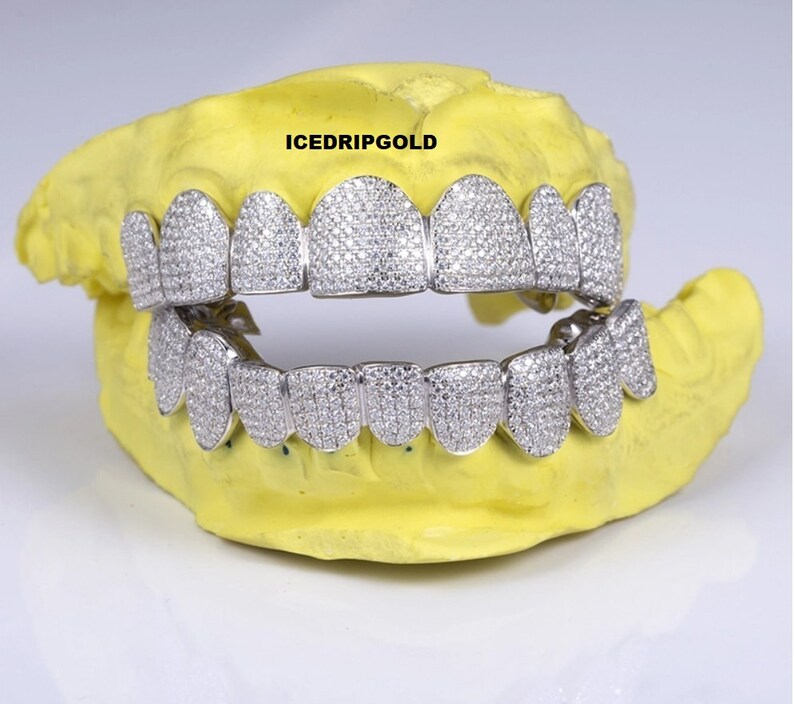 Moissanite Grillz, 4 Top & 4 Botton Moissanite Grills, Custom Made Full