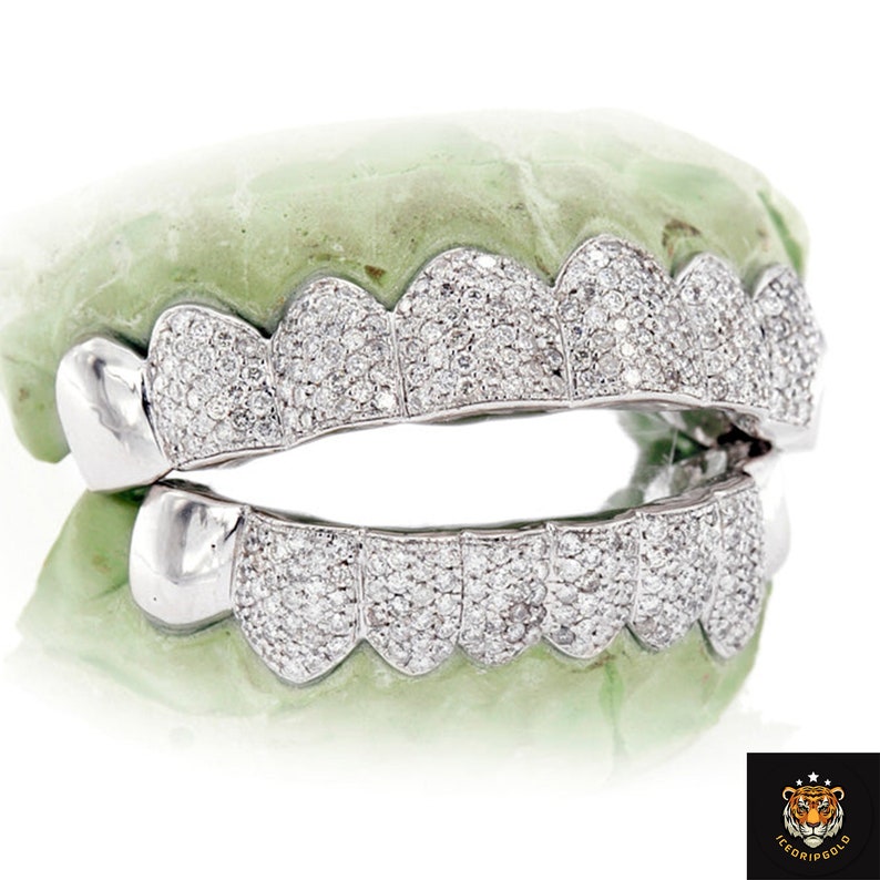 Moissanite Grillz, 8 Top & 8 Botton Moissanite Grills, Custom Made Full