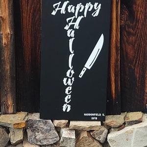 Cartello di Michael Myers Inside/Outside Happy Halloween
