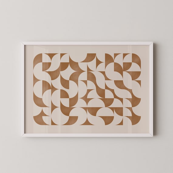 Poster géométrique imprimable style Art Déco ton camel pour une déco rétro moderne et neutre
