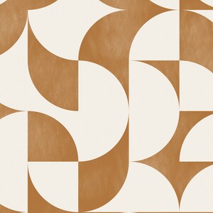 May include: Abstract geometric pattern with overlapping brown and white semi-circles. The pattern is repeated throughout the image.
