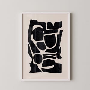 Pittura astratta nera su sfondo beige, download di illustrazioni HD