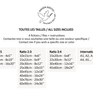 May include: A chart showing different sizes and ratios for printable wall art. The chart includes measurements in centimetres and inches, as well as international paper sizes.