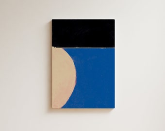 Printable black and blue abstract shape print for modern minimalist Nordic decor
