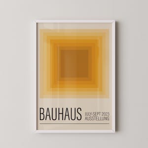 Large Bauhaus exhibition poster yellow geometric square shape, instant download
