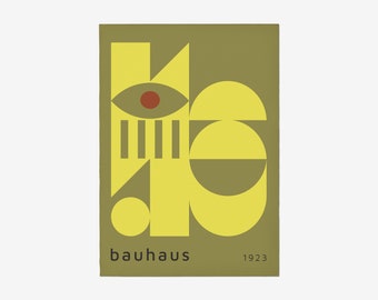 Bauhaus-Inspired Modern Wall Art: Stylish Design in Yellow and Olive Green Shades