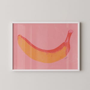 Funky Pop Art Banana – Minimalistisches Poster in Rosa und Gelb