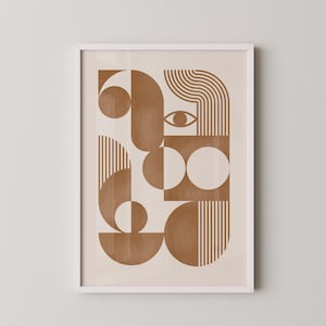 Mid-Century Modern Camel Bauhaus Poster, Scandinavian ZEN Wall Art Available in Multiple Sizes
