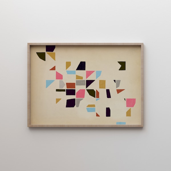 Colorful Abstract Geometric Art Print, Minimalist Painting Printable