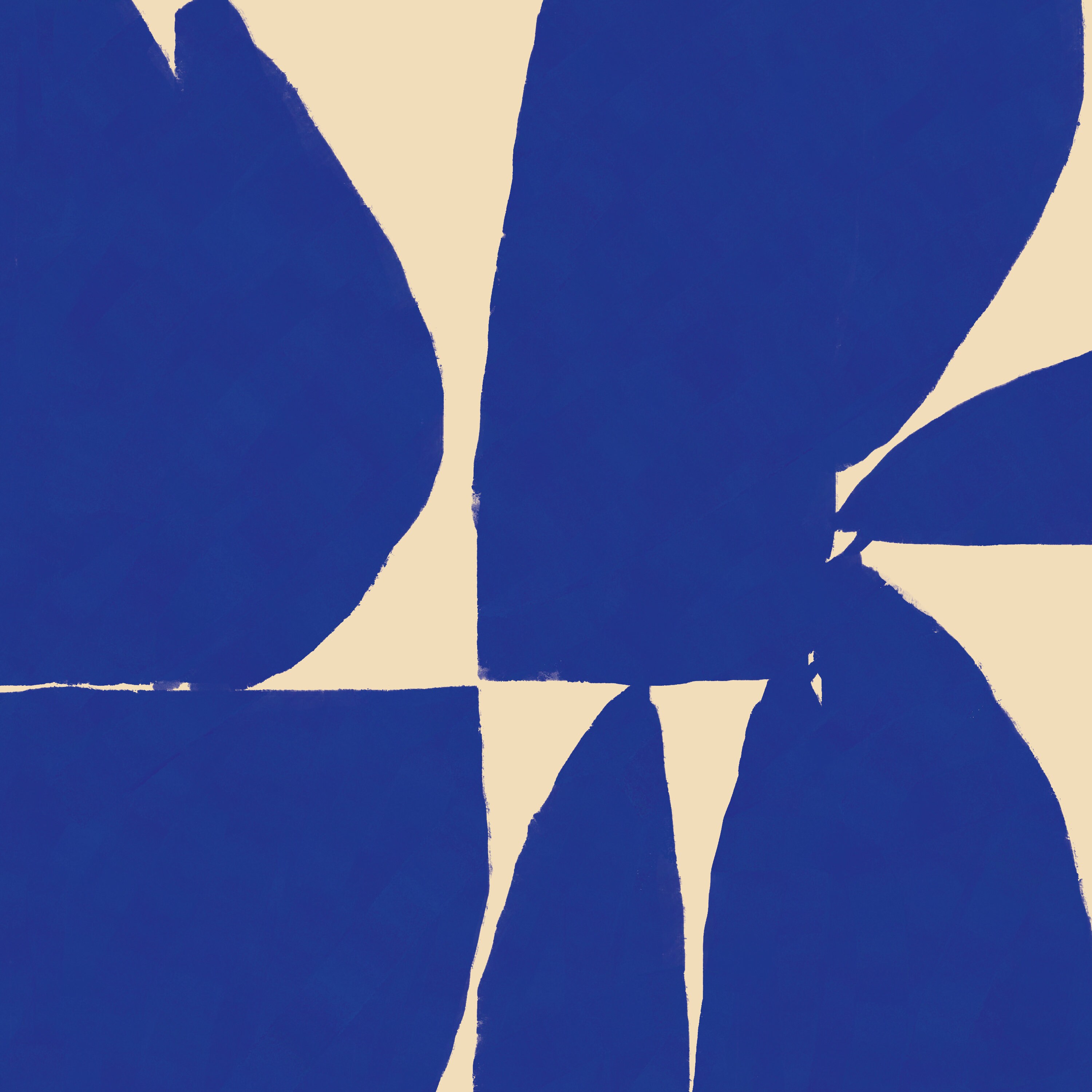 Large Printable Blue Geometric Wall Art on a Beige Background, Prints