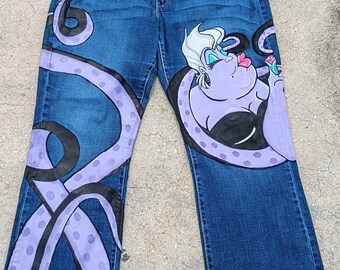 Disney Painted Jeans - Etsy