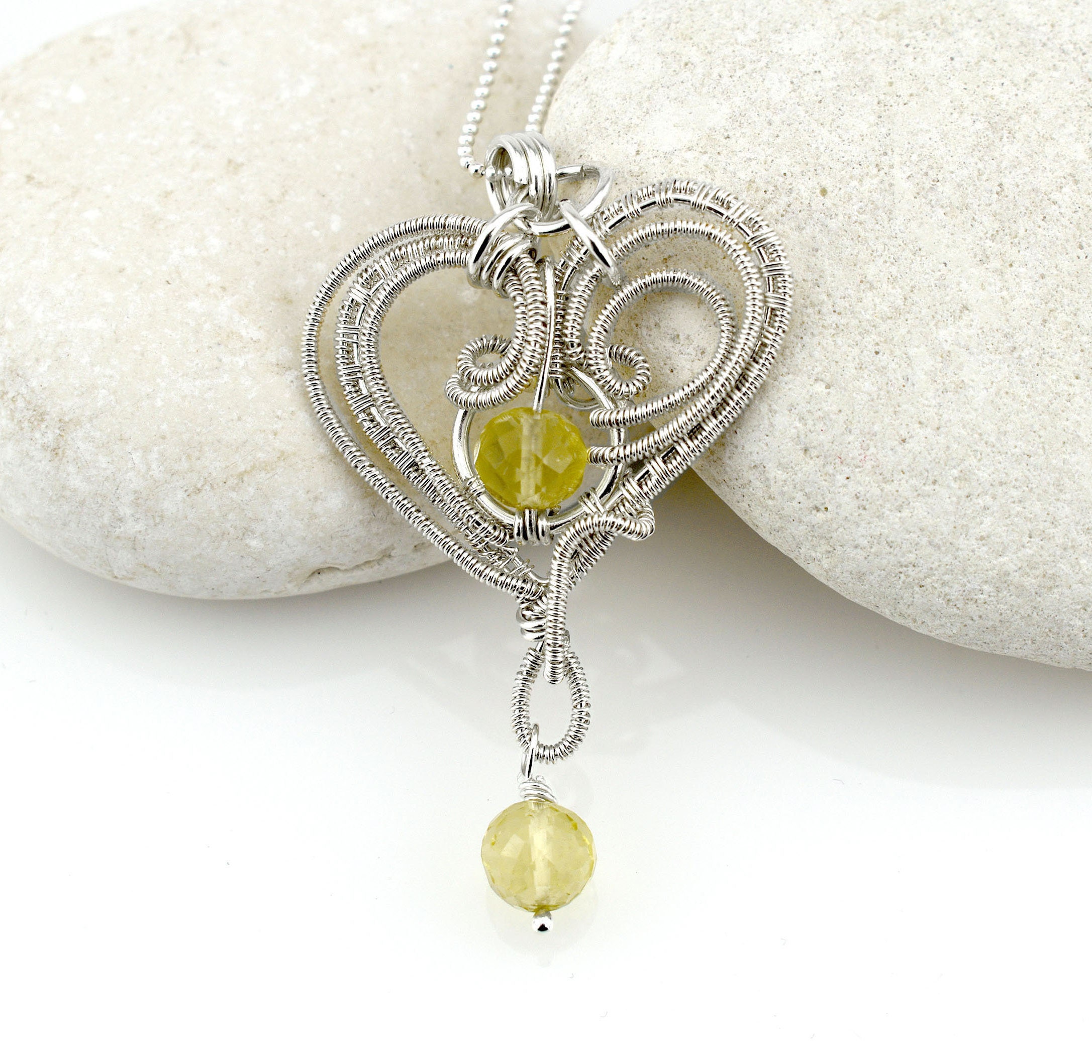 Lemon Quartz Pendant925 Sterling Silver Wire Wrapped Gemstone Etsy.de