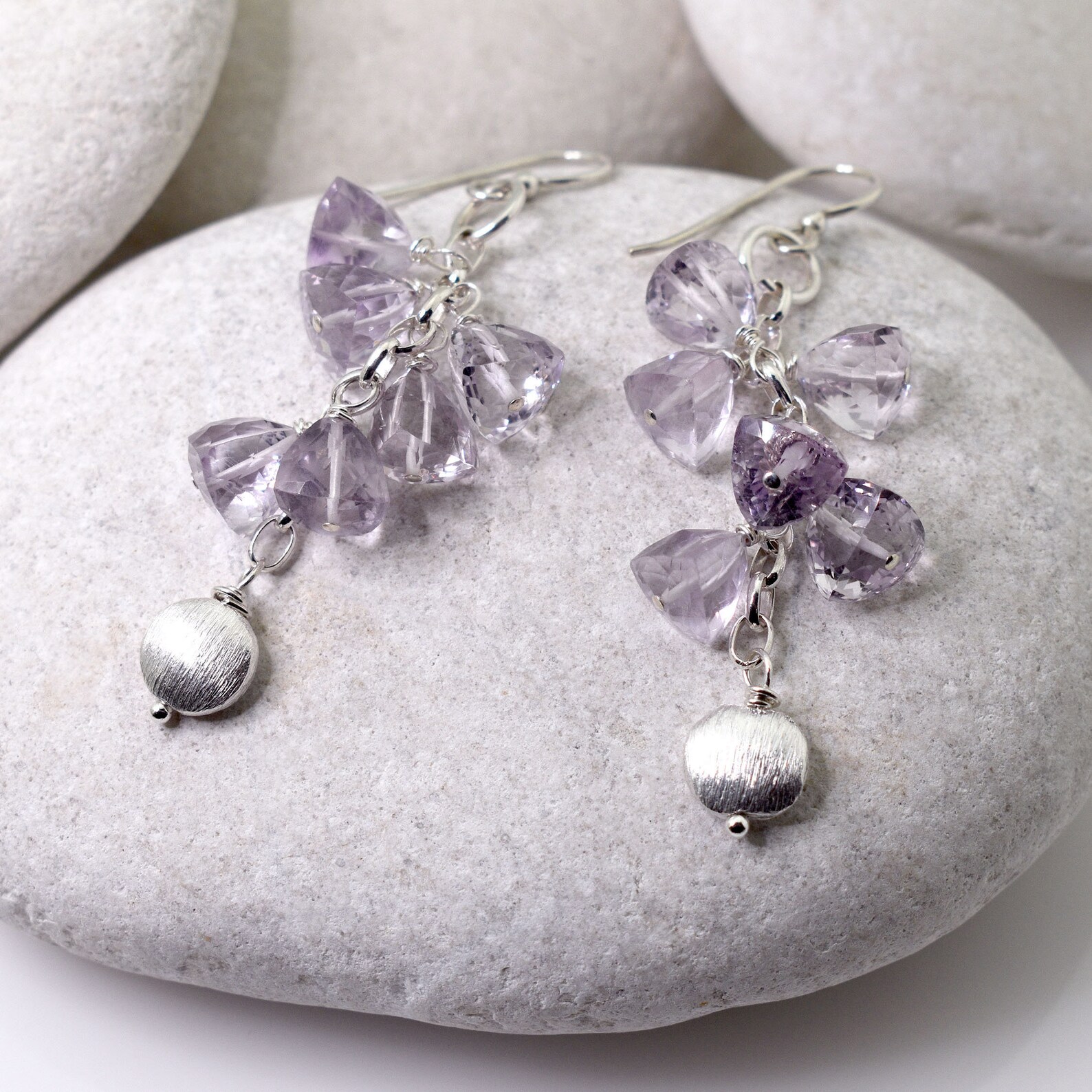 Pink Amethyst Earrings 925 Sterling Silver Gemstone Etsy Australia