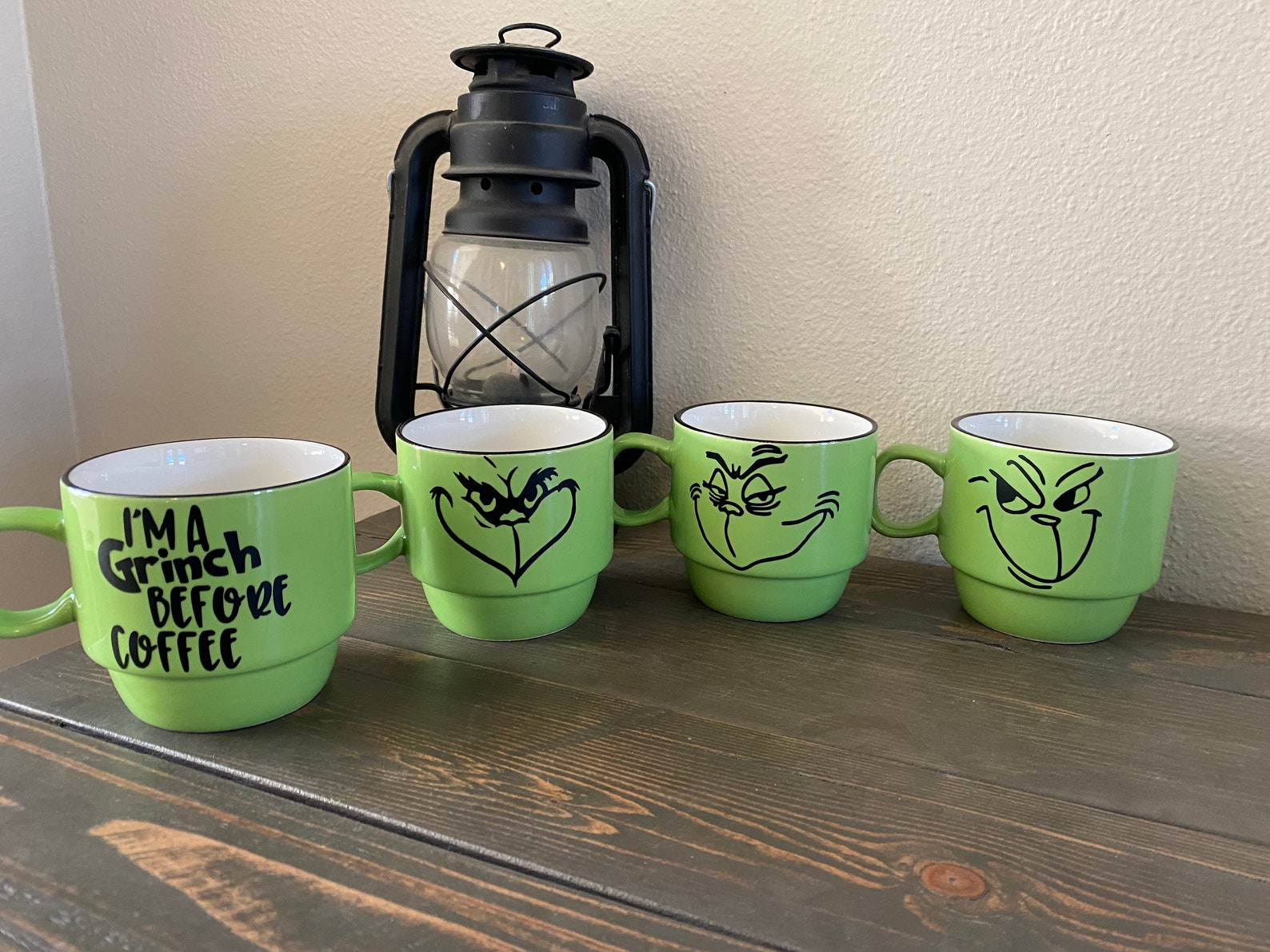 Grinch Coffee Mugs Grinch Christmas Grinch Stacking Mug Set Etsy Canada