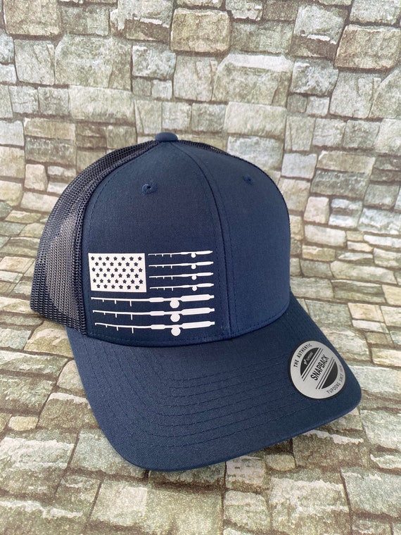 Navy Fishing Pole Flagsnapbacktrucker 