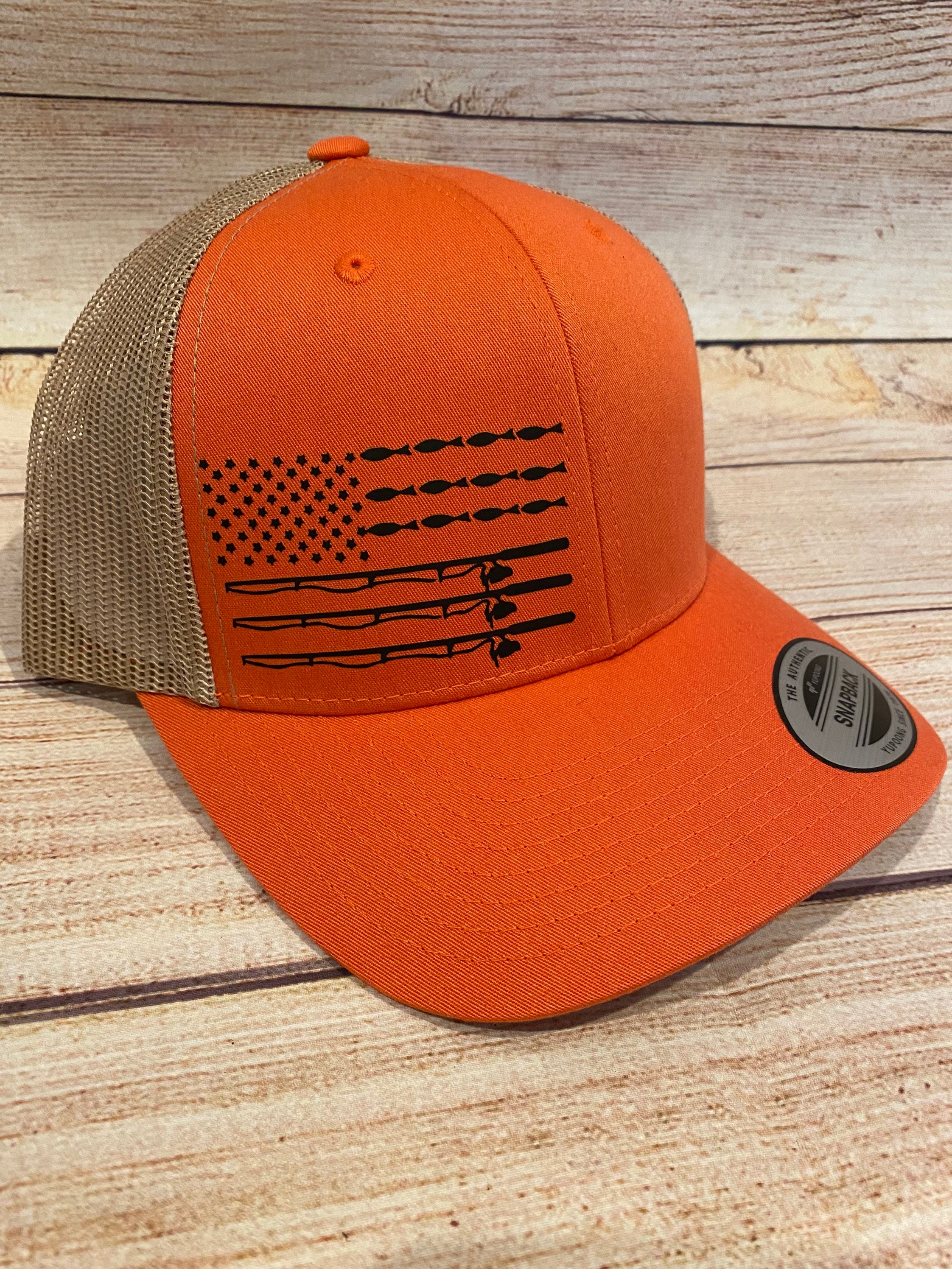 Fishing Hat Fishing Flag Hat Fishing Pole Flag Hat Orange Etsy UK