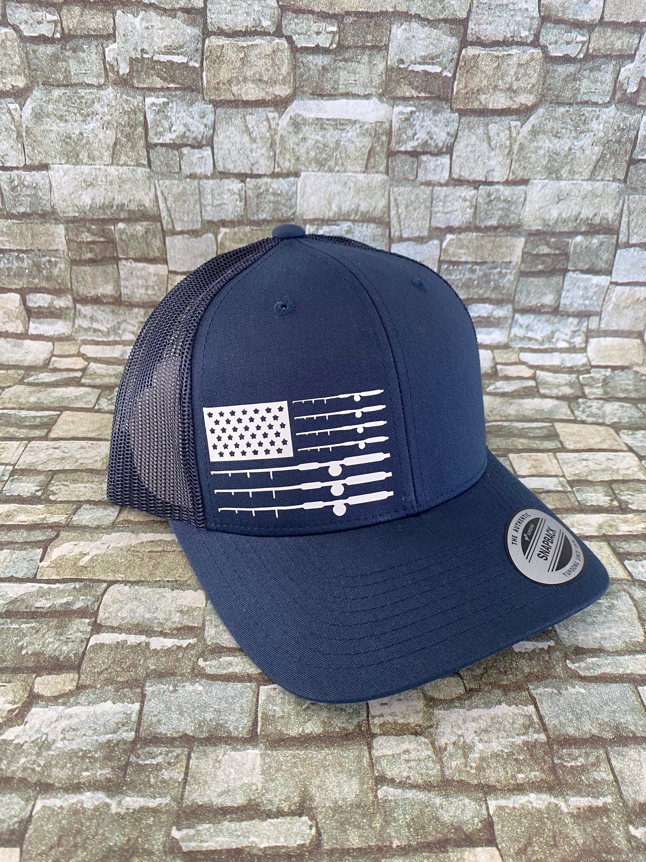 Navy Fishing Pole Flagsnapbacktrucker 