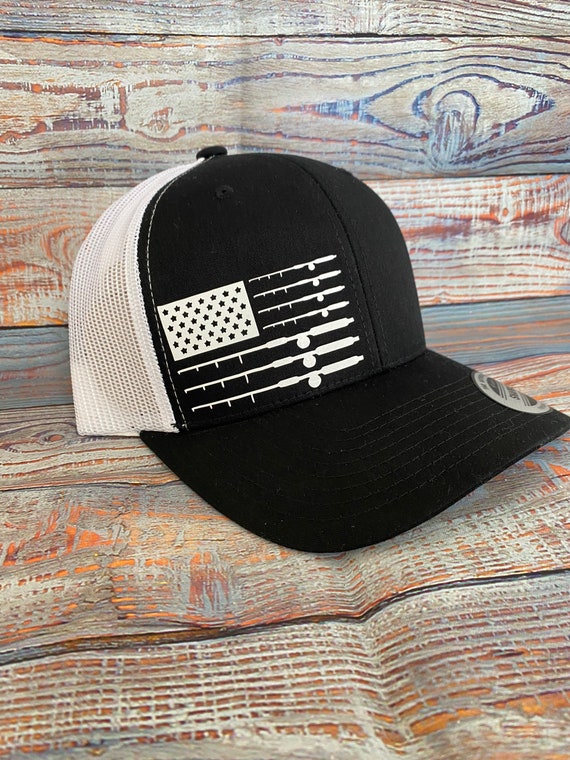 Fishing Pole Flag Snapback Trucker Hat, Fishing Hats, Fishing