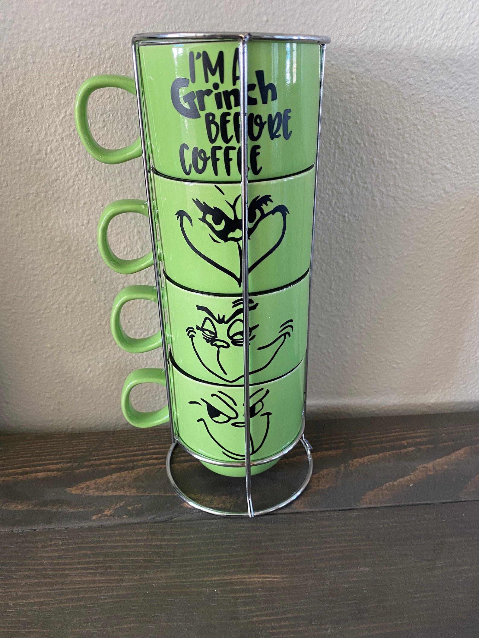 Grinch Coffee Mugs Grinch Christmas Grinch Stacking Mug Set Etsy Canada