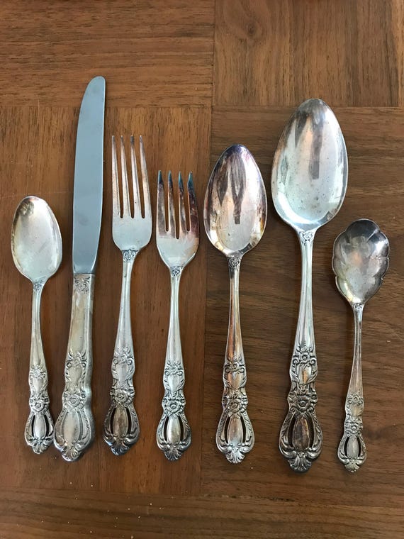 【Pinder Brothers】 ローズのジャグ 薔薇のレリーフ Vintage 1847 Rogers Bros Silverplate Flatware, Rose Design - Etsy