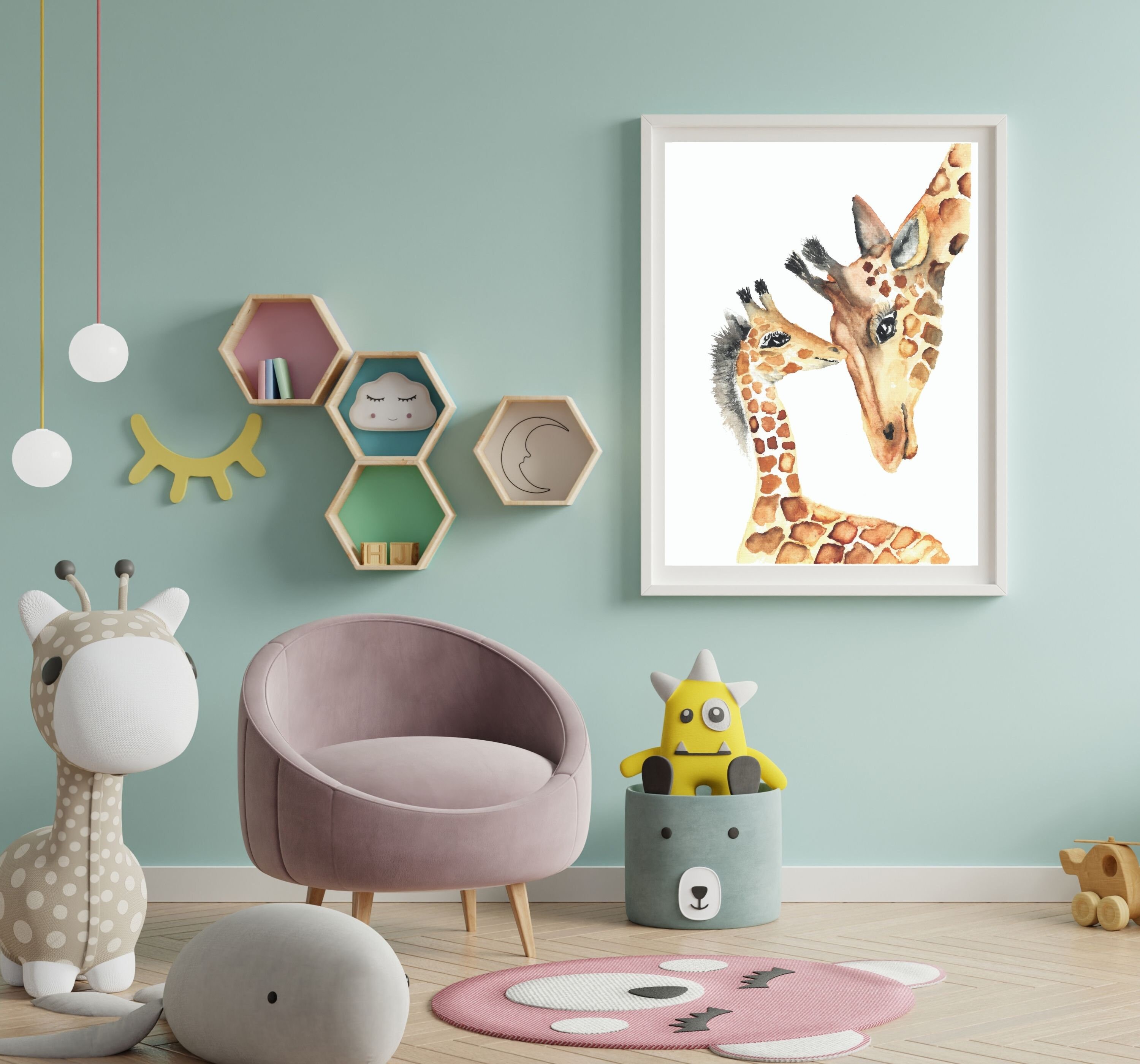 Giraffe Safari Kunst druckbare für Kinderzimmer Dekor. Mama | Etsy