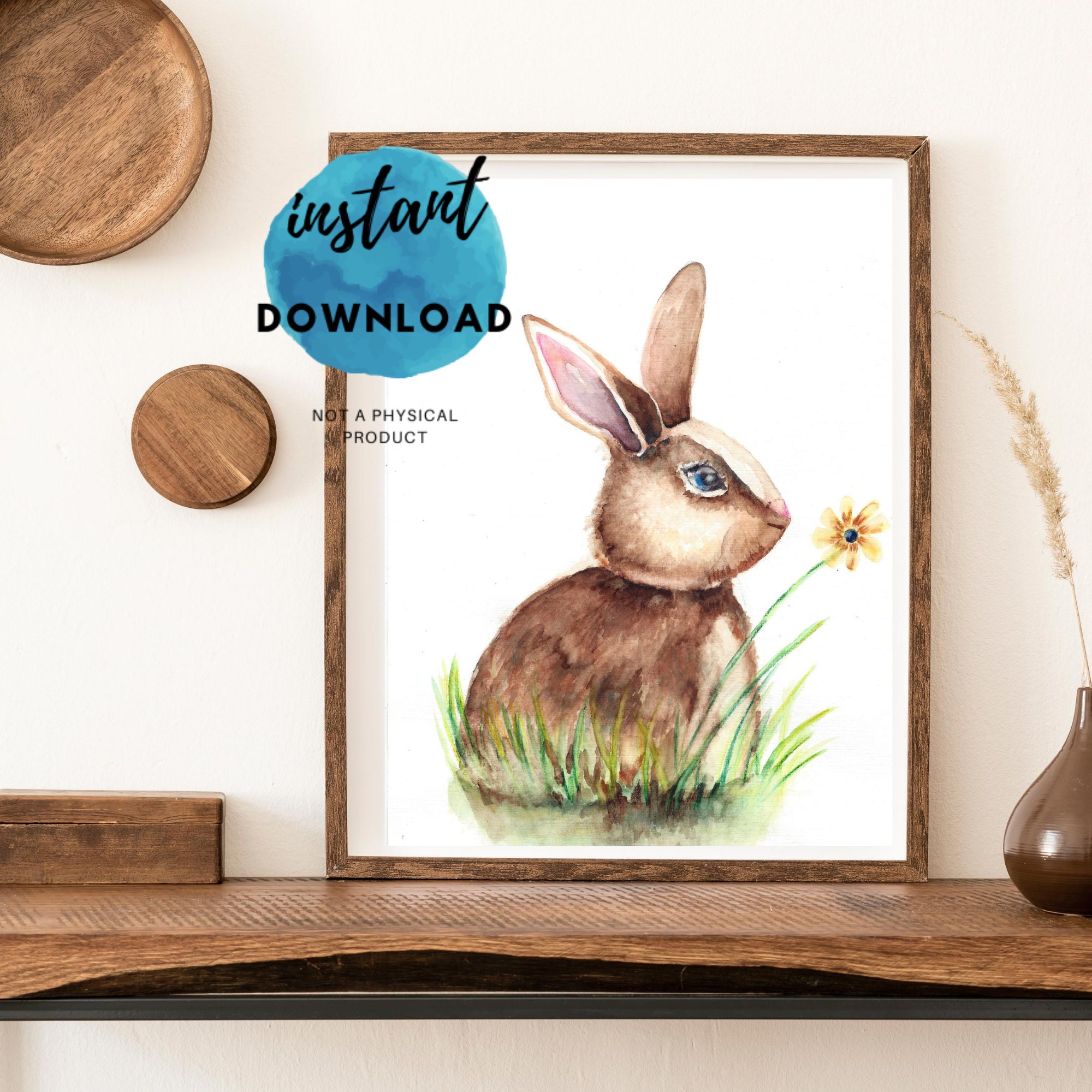 Cute Rabbit Nursery Print Baby Room Decor. Watercolor Rabbit Baby Nursery. Cute Nursery Baby