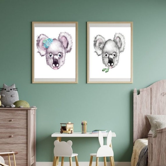Baby Koala Print Set of 3. Koala Wall Art Print on Canvas ...
