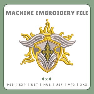 Archivo de diseño de bordado de insignia de paladín de Baldur's Gate (4x4)