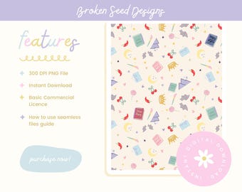 Romantasy Seamless Pattern | Fantasy Book Lover Digital Paper | Fae Court Inspired Scrapbook, Sublimation & Journaling Background