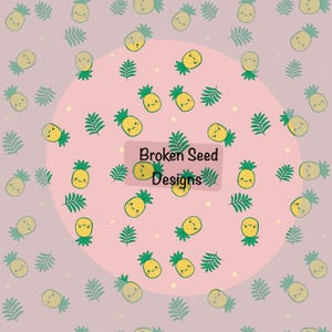 Pink Pineapple Cute Kawaii Seamless Pattern