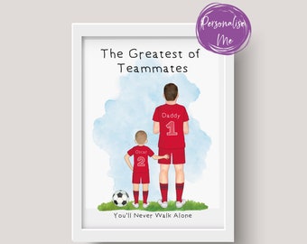 Personligt fotbollstryck, Personligt tryck, Presenter till pappa, Lagpappa, Far och barn, fotbollspresent, Pappapresenter, Julklappar