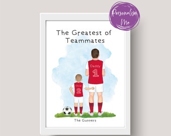 Personligt fotbollstryck, Personligt tryck, Presenter till pappa, Lagpappa, Far och barn, fotbollspresent, Pappapresenter, Julklappar