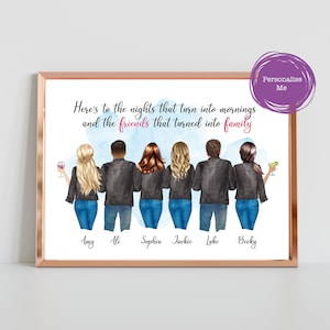 Stampa personalizzata dell'amicizia , Regalo personalizzato BFF , Illustrazione degli amici , Stampa del gruppo di amici, Regalo del migliore amico, Foto del migliore amico